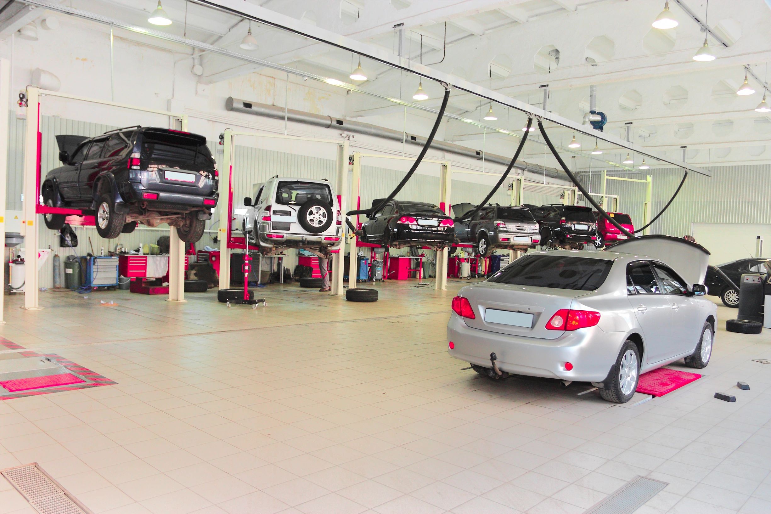 Japanese car repair shop modern interior